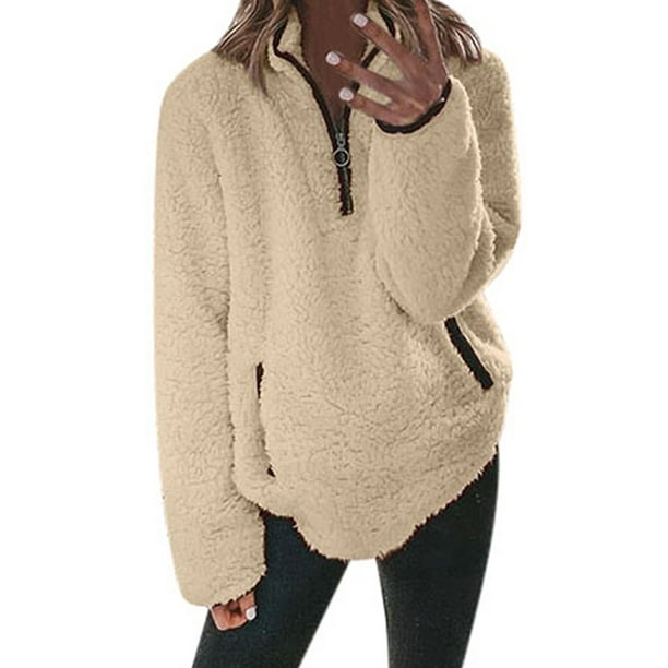 Teddy Bear Hoodie with Ears Womens Teen Long Sleeve Fleece Sweatshirt Warm Furry Fuzzy Hoodies Sweater Pullover